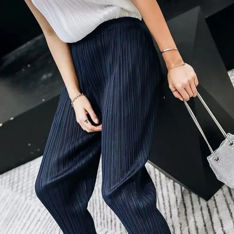 2025 Women Harem new Pants Loose Miyak Pleated High Waist Casual Carrot Trousers Ladies Solid Color Pocket Joggers Clothes