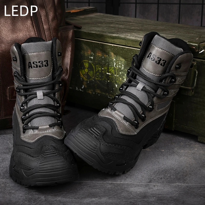 Men's Large Size Outdoor Field Training Hiking Military Boots High-top Hiking Outdoor Wear-resistant Comfortable Breathable