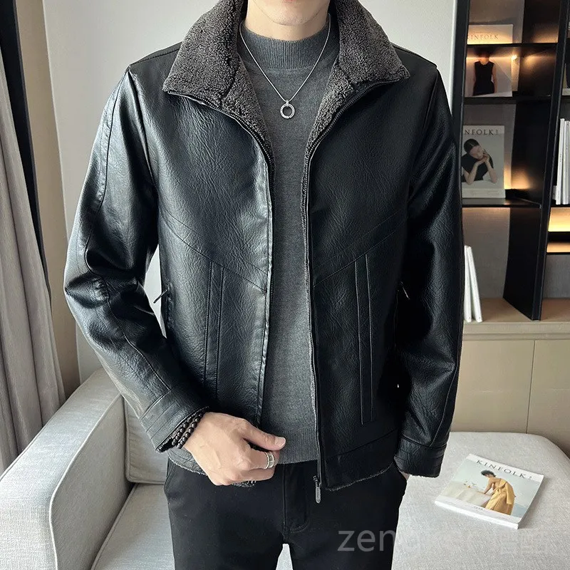 Spring new plus size men's PU jacket winter cold thickening men's leather jacket 2025 PU leather jacket men new 8XL 6XL coat men winter