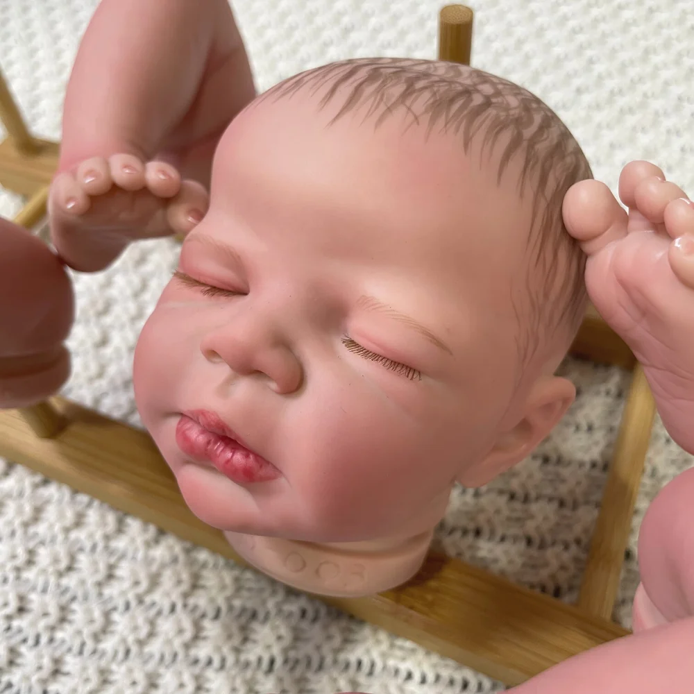 Clearance new 16Inch Already Painted Reborn Doll Kit Zendric With Cloth Body and 2025 Eyelashes Newborn Mold DIY Handmade Doll Parts