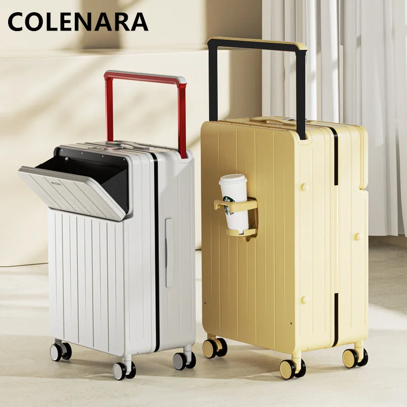 COLENARA 20"22"24"26 Inch The New Luggage Multifunctional Front Open Trolley Case Men's Boarding Box Large Capacity Suitcase