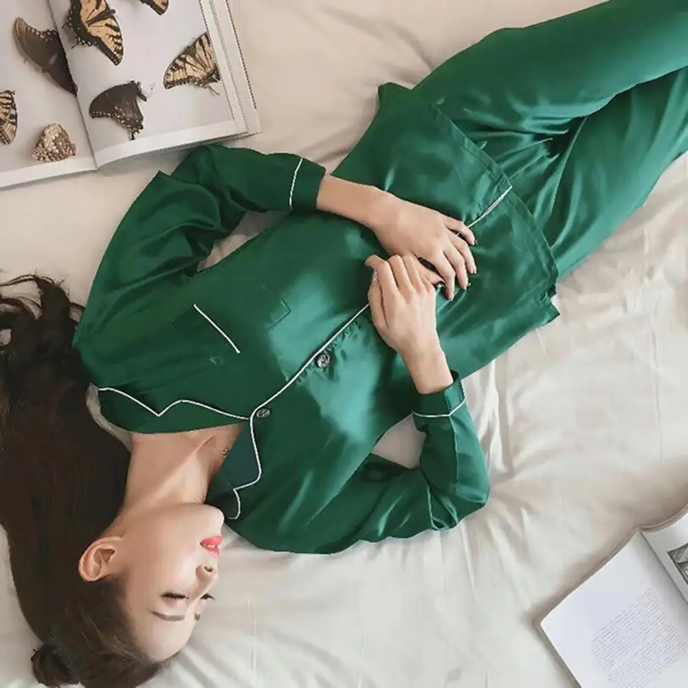 Sleepwear Nightwear Womens Silk Satin Pamas Pyjamas Set 2025 Sleepwear Pijama Pamas Suit Female Sleep 2pcs/set new Women's Loungewear