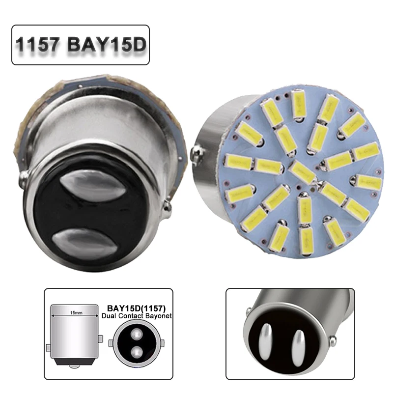1/10 PCS Car Turn Signal Light BA15S 1156 BAY15D 1157 LED Bulbs 12V 7000K White Auto Tail Reverse Brake Parking Backup Lamps