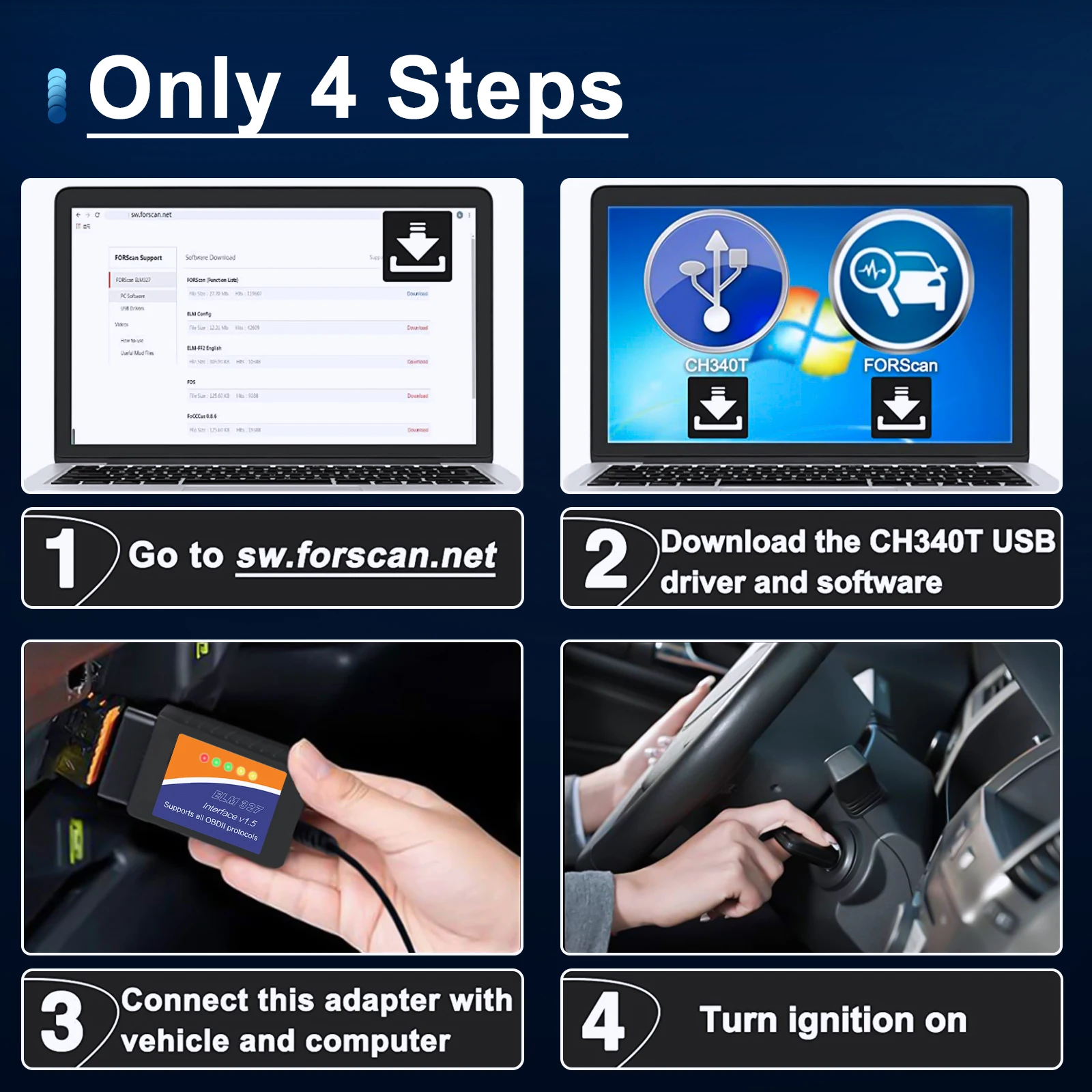 ELM 327 V1.5 USB OBD 2 ELM327 Switch For Ford Forscan 2025 ELMconfig Code new Reader Scanner PIC18F25K80 & CH340 Chip HS CAN MS CAN