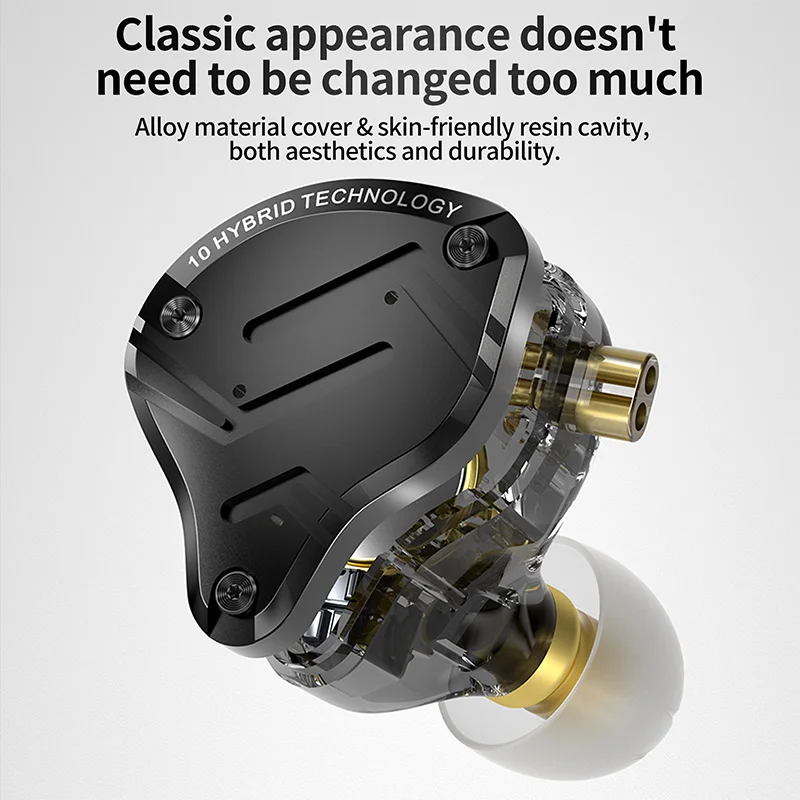KZ ZS10 PRO X 1DD+4BA Wired Best In Ear HIFI IEMs Earphone 10mm Upgraded Hybrid Driver Monitor with 0.75mm 2Pin Detachable Cable