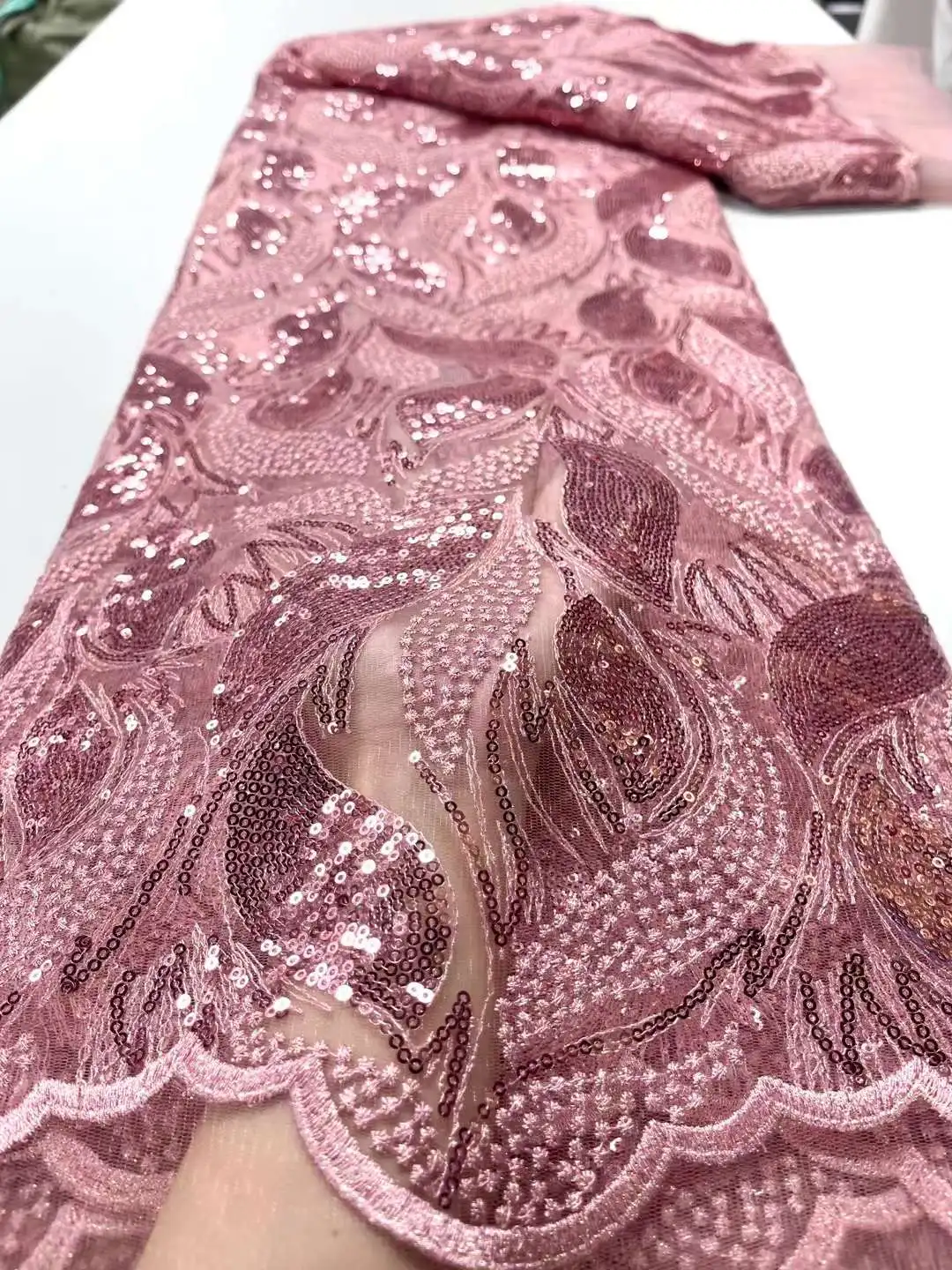 African Lace new Fabric 5 Yards Embroidered Tulle Net Lace Materials Nigerian Lace Fabrics Tulle French Lace Fabric 2025 For Wedding