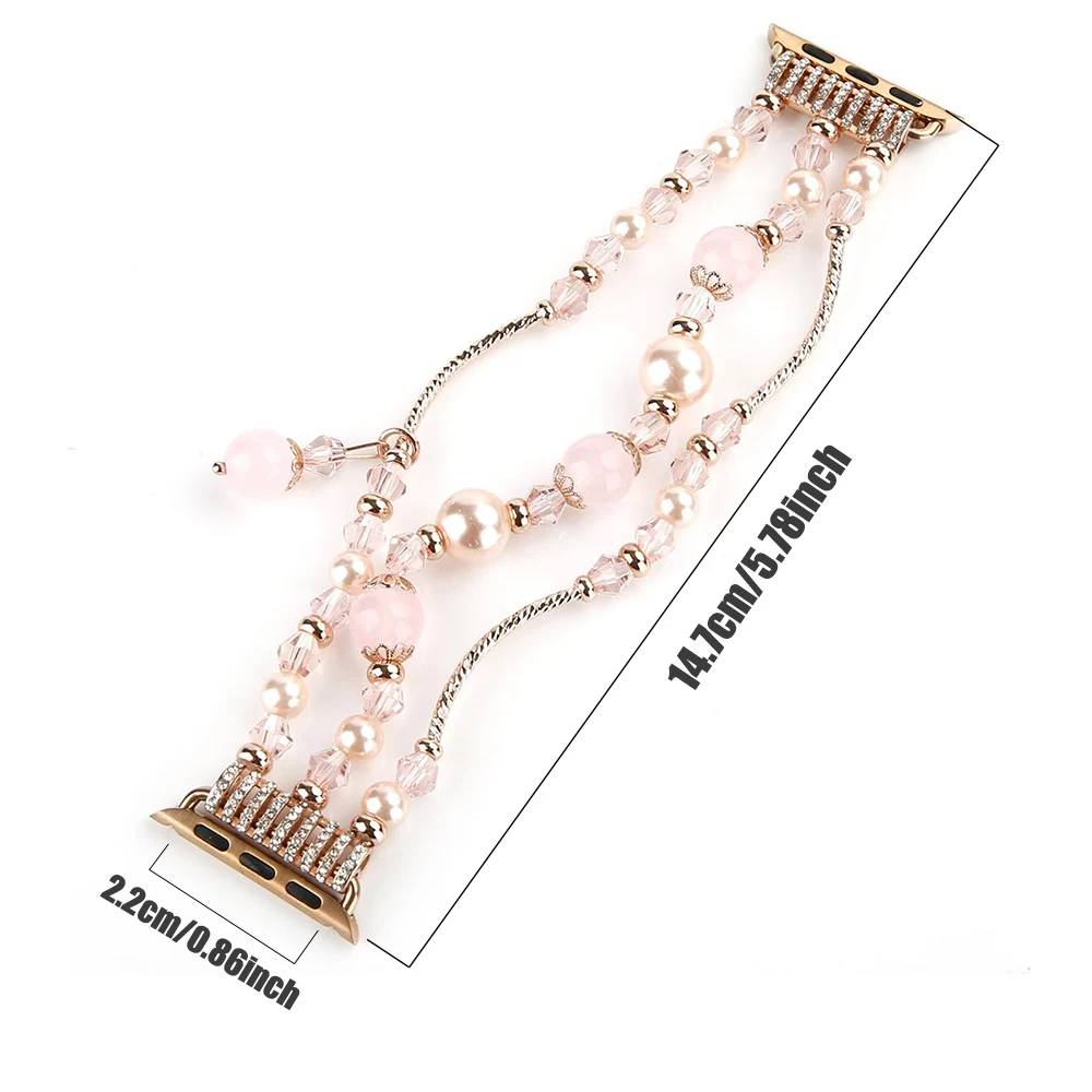 Beaded for Apple Watch Band 41mm 45mm 44mm 40mm Beautiful Handmade Women Bracelet iWatch Series 9 8 7 6 SE 5 40 41 mm Strap