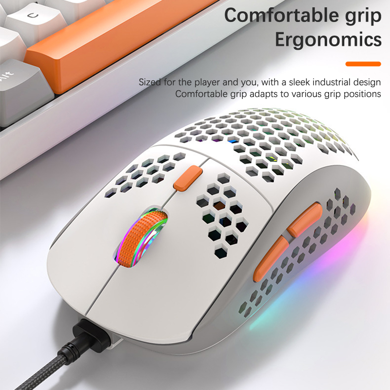 M8 Optical Wired Mouse Macro Programming Backlit Gaming Mouse RGB Light Adjustable Backlit Mouse Comfortable for Home Office
