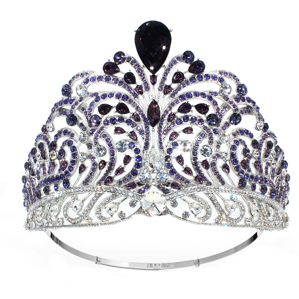 Miss Universe Force for Good Crown Shining Rhinestone Tiara Full Circle Large Crown Adjustable Bridal Wedding Party Big Crowns