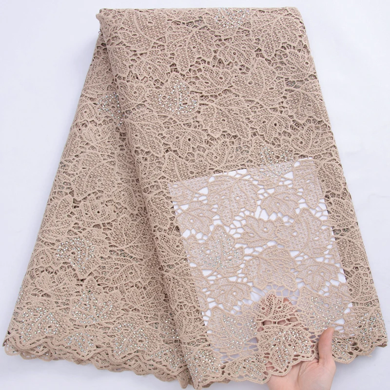African Cord Lace Fabric 2023 Blue Guipure Lace With Dubai Beaded Fabric Nigerian Water Soluble Material For Women Prom Dress