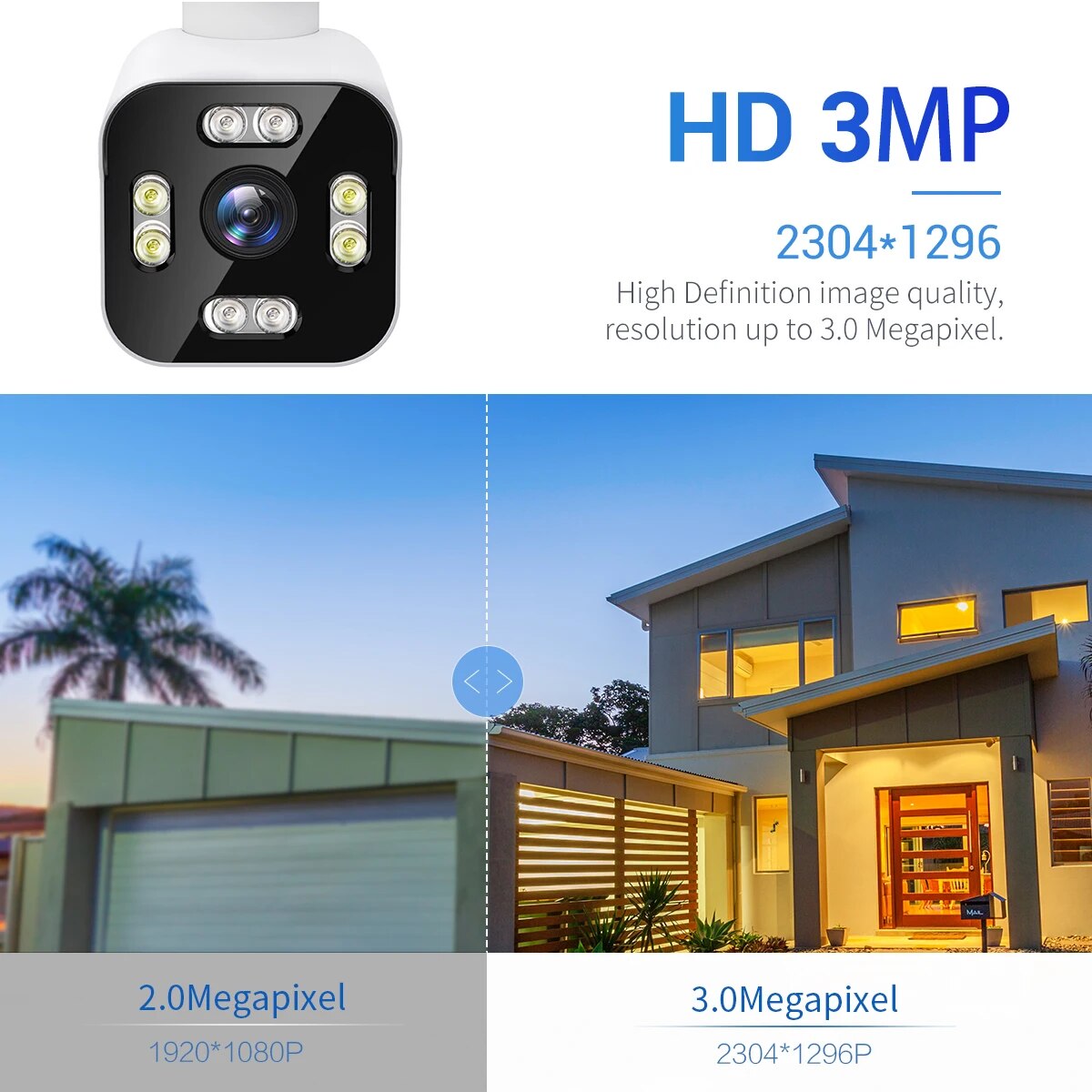 3MP Humanoid Detection And Tracking WIFI Connection Alarm Intelligent Dual Light Source Night Vision H.265 IP Camera
