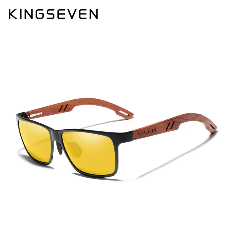 KINGSEVEN Handmade Bubinga Wooden Men's glasses Polarized sunglasses Women Mirror Lens Sun Glasses Driving Eyewear