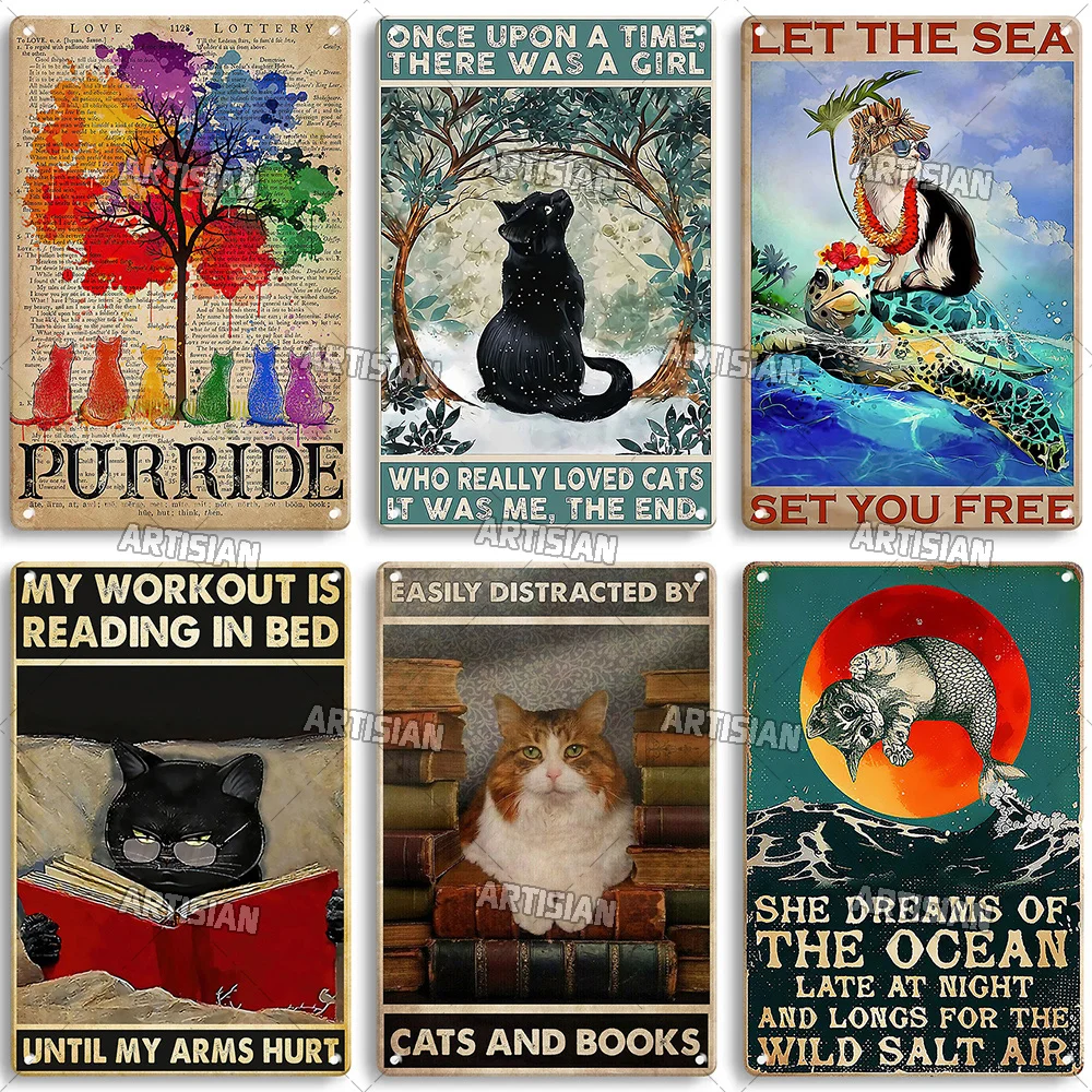 Artisian Animal Sign Black CAT new Retro Metal Poster Funny Pet Vintage Decorative Tin Plate Garage Bar Pub Club 2025 Home Wall Decor