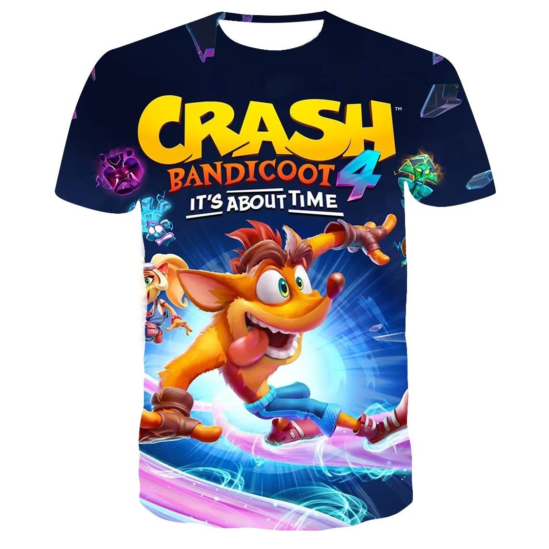 Kids Summer Game Crash Bandicoot Casual T-Shirts Boys Girls Short Sleeve Thin Breathable Tees Tops Children Outfits Home Clothes