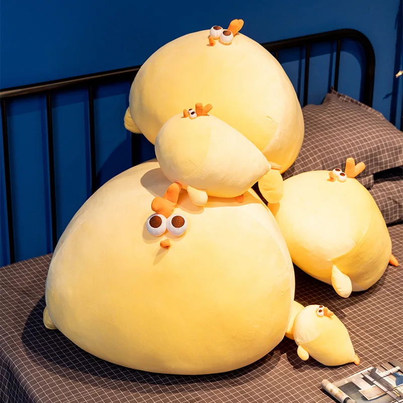 Squishy Yellow Chick Doll Stuffed Fatty Soft Chicken Animal Plush Toy Elastic Pillow Cuddly Baby Toy Comforting Birthday Gift