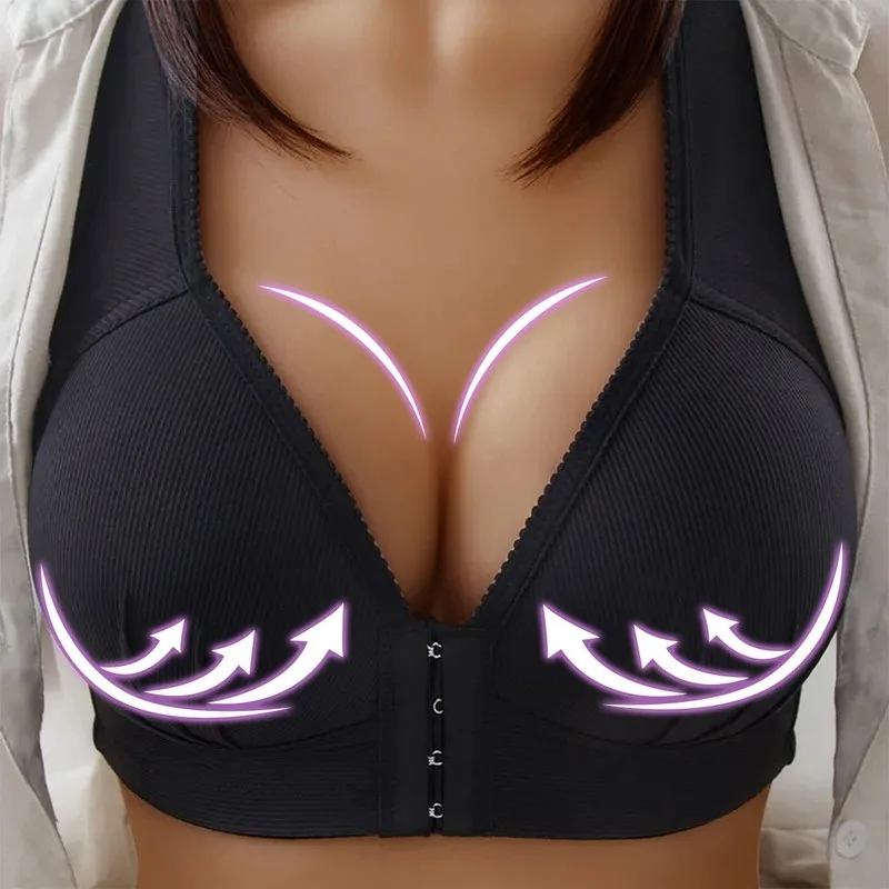 Large Size 2025 Lace new Non-steel Ladies Bra Front Opening and Closing Underwear Comfortable Breathable Push Up Ladies Underwear Bra