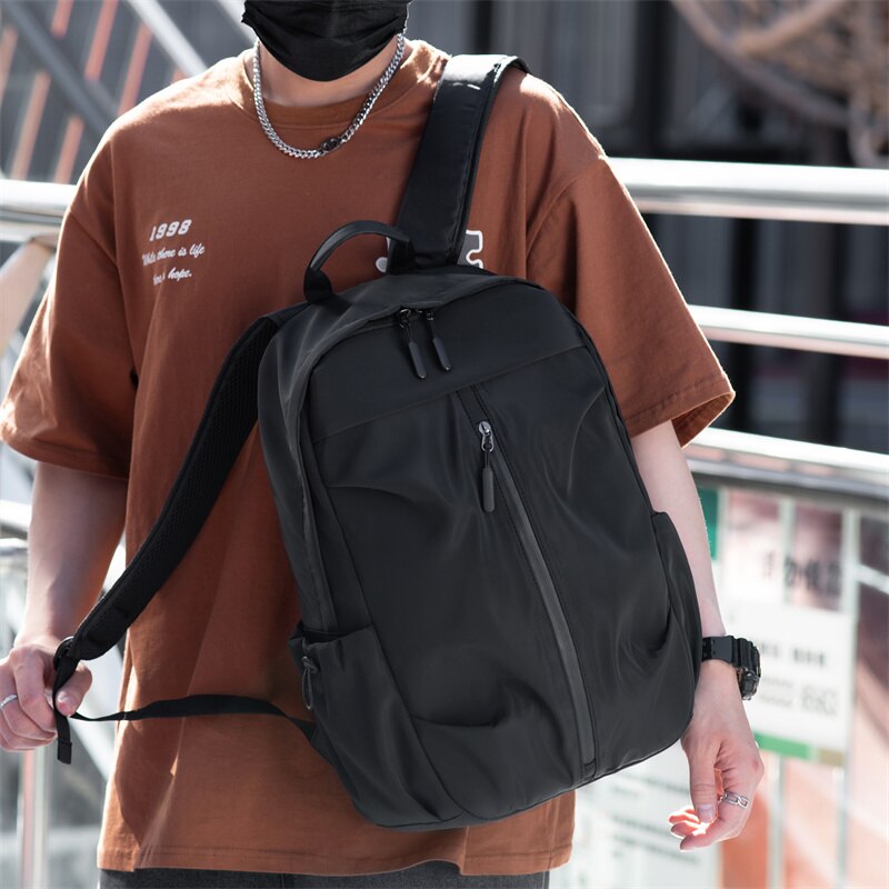 Men And Women Universal Classic Versatile Solid Color Student Backpack Large Capacity Shoulder Bag