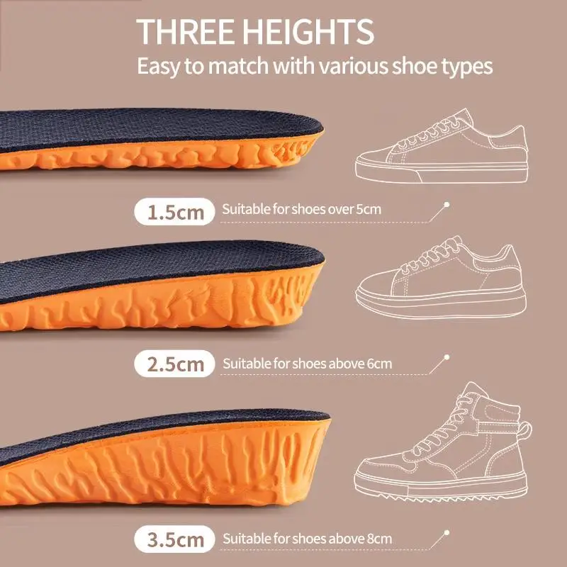 1.5-3.5cm Orthopedic Height Increase Insoles new For Women Men Shoes Breathable Comfortable Cushioning soft sole Feet 2025 Care Insole