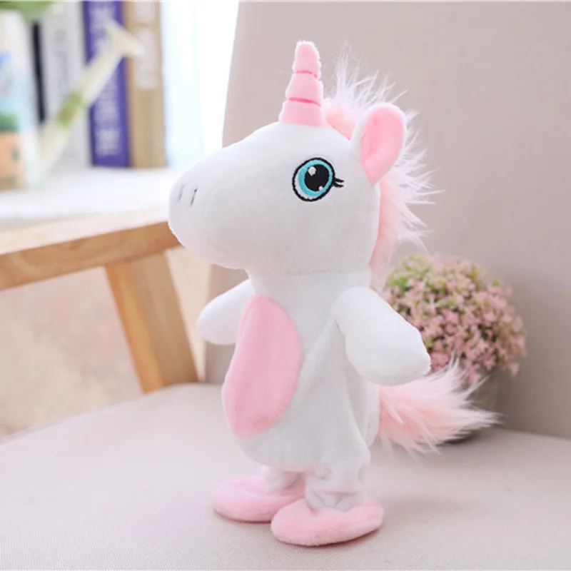 2025 23cm Electric Talking Unicorn Plush Toy Stuffed Animal Toy Electronic Unicorn Toy Sound Record Horse Children new Kid Birthday Gift