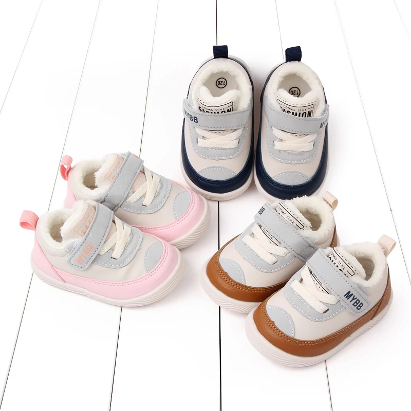 Baby Outdoor Walking Shoes Rubber Sole Soft PU Leather Chirldren Sneaker Infant Shoes Warm Lining Inside New Arrival 2023Fashion