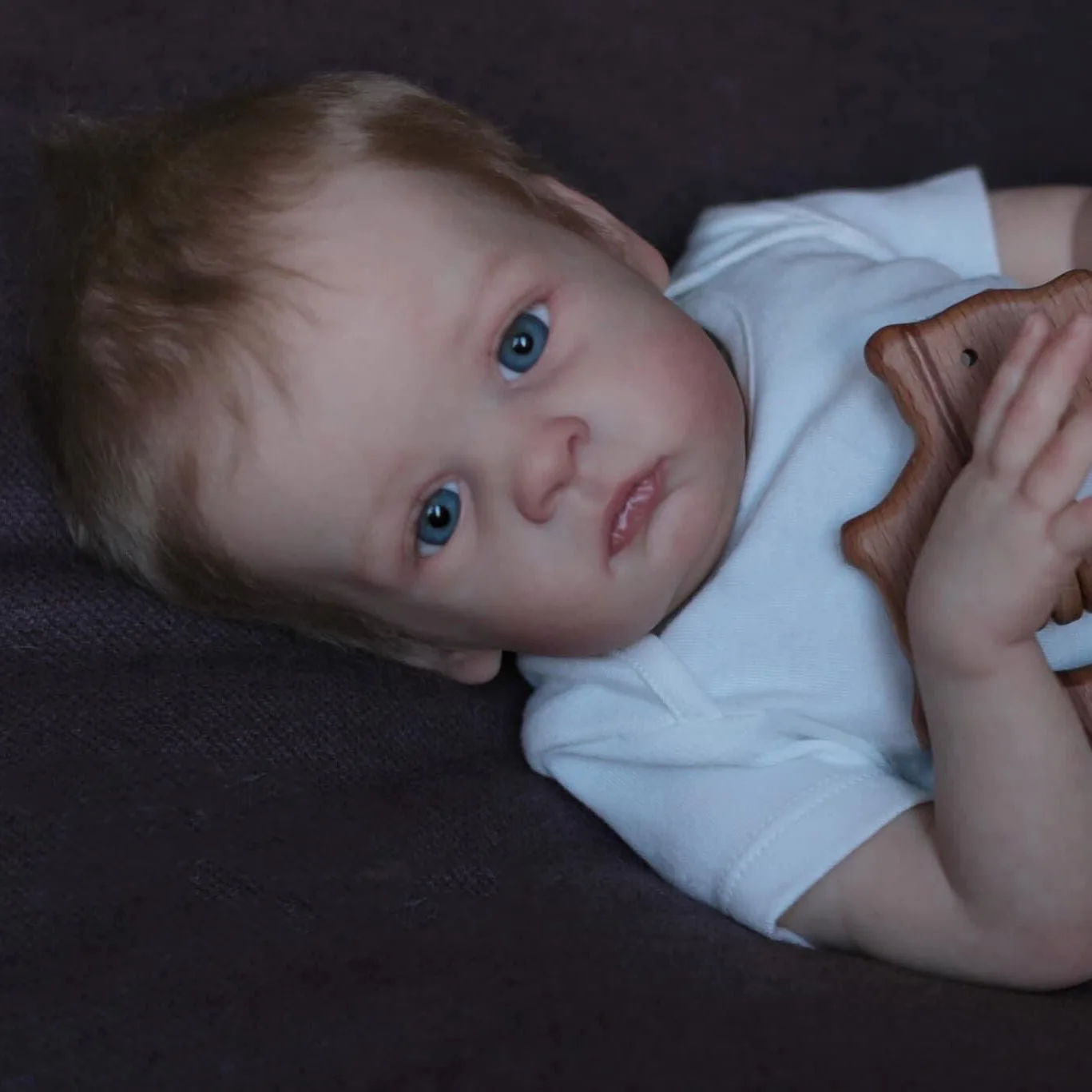 NPK 22inch Soft Body Reborn Toddler Baby Skar Lifelike Newborn Baby with 3D Skin with Hand Root Brown Hair Doll
