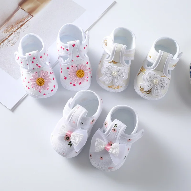0-12M Newborn Baby Shoes Baby Boy Girl new Shoes Girl 2025 flower Bowknot Soft Sole Anti-slip Shoes First Walker Toddler Crib Shoes
