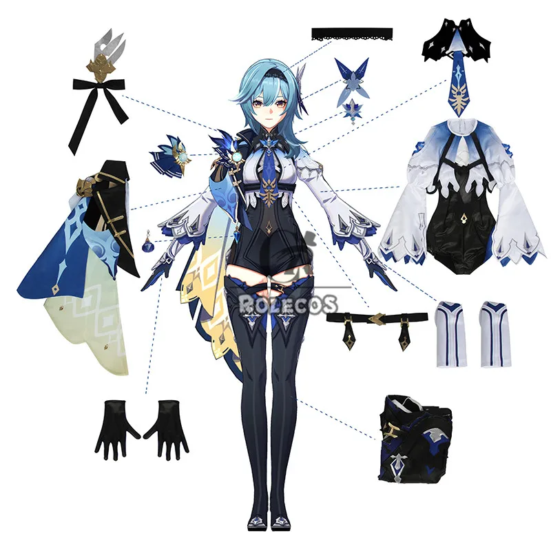 ROLECOS Genshin Impact new Eula Cosplay Costume Uniform Cosplay Costume Women Halloween 2025 Party Outfit Game Suit Lovely Jumpsuits