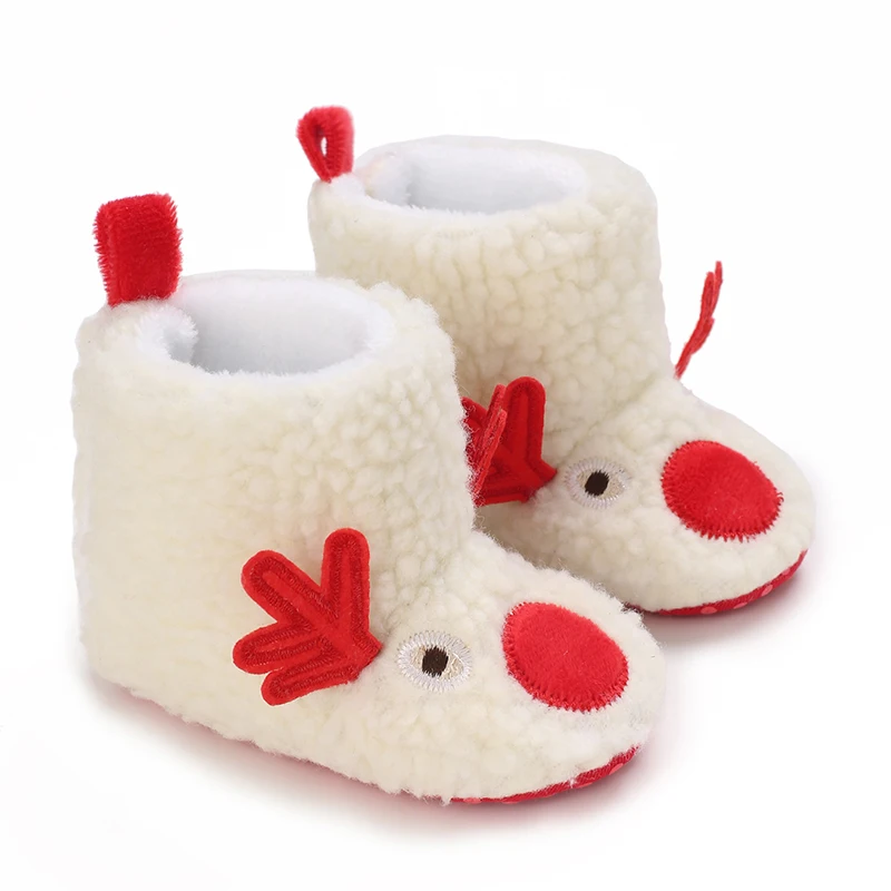 Baby Shoes for Winter Christmas Infant Shoes Cute Santa for Boys and Girls 11CM/12CM/13CM 0-12 Months Warm Lining Inside Soft