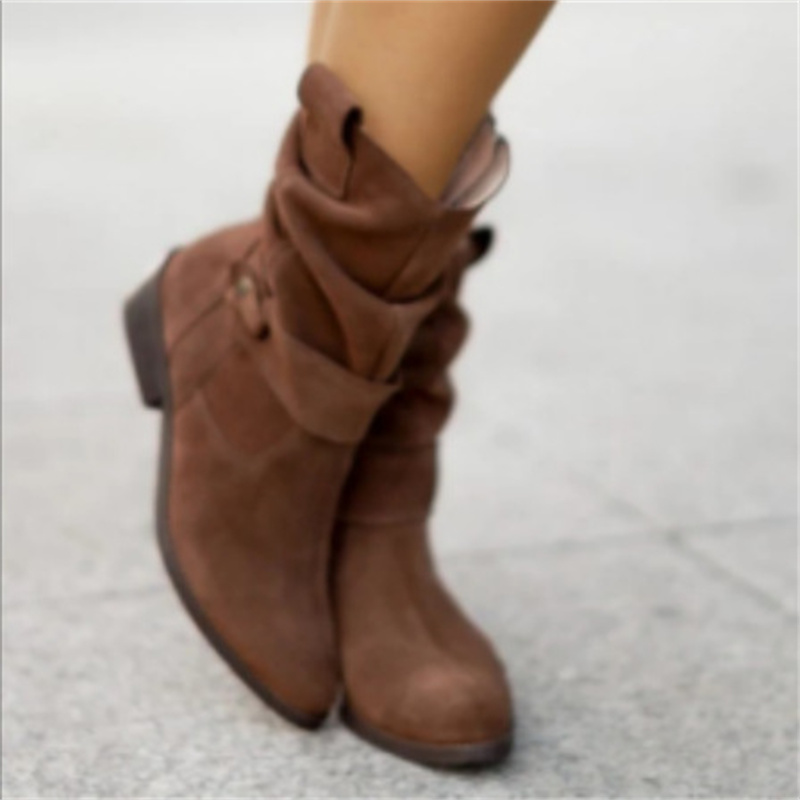 Women Ankle Boots Winter Low Heels Round Plus Size Casual Shoes Faux Suede Female Low Boots Free Shipping Chelsea Boots 20024