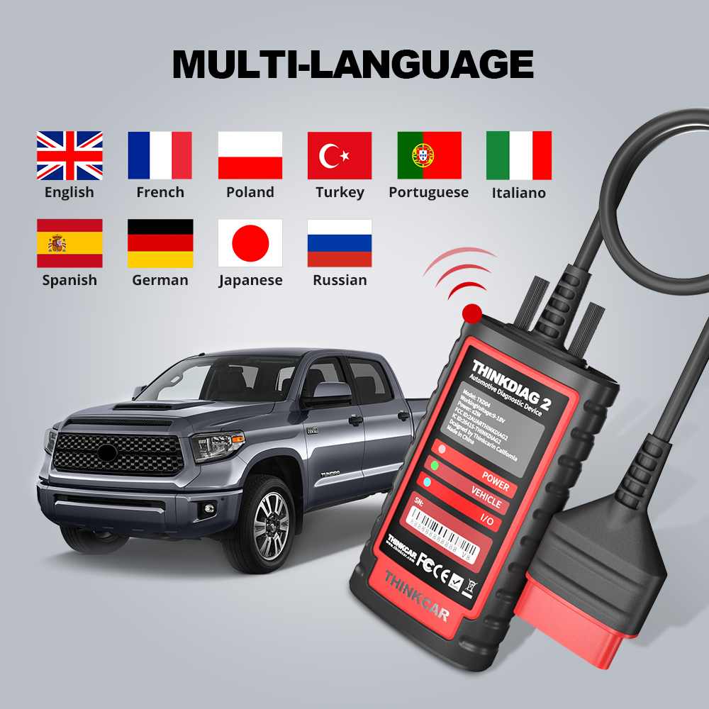 THINKCAR Thinkdiag 2 All Car Full System OBD2 Scanner Auto Diagnostic Tools CANFD Protocal 1 Year Free Active Test ECU Coding