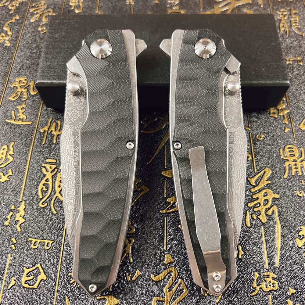 A6712 High Quality Flipper Folding Knife Damascus Steel Blade CNC G10 Handle Ball Bearing Outdoor Camping Hiking Fishing EDC Folder Knives