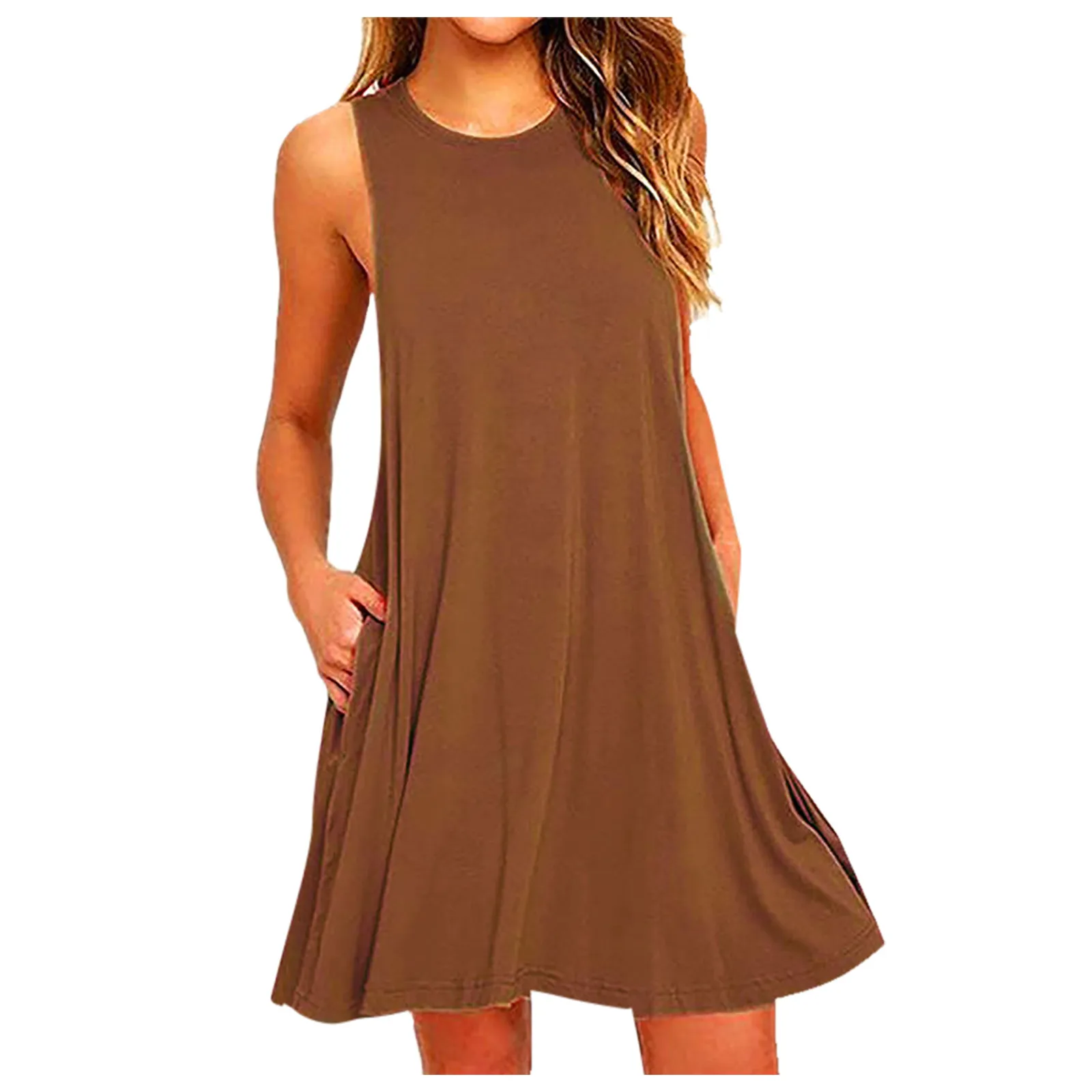 2023 Women's new 2025 Summer Casual Swing Blouse Dresses Beach Cover Up With Pockets Loose Blouse Dress