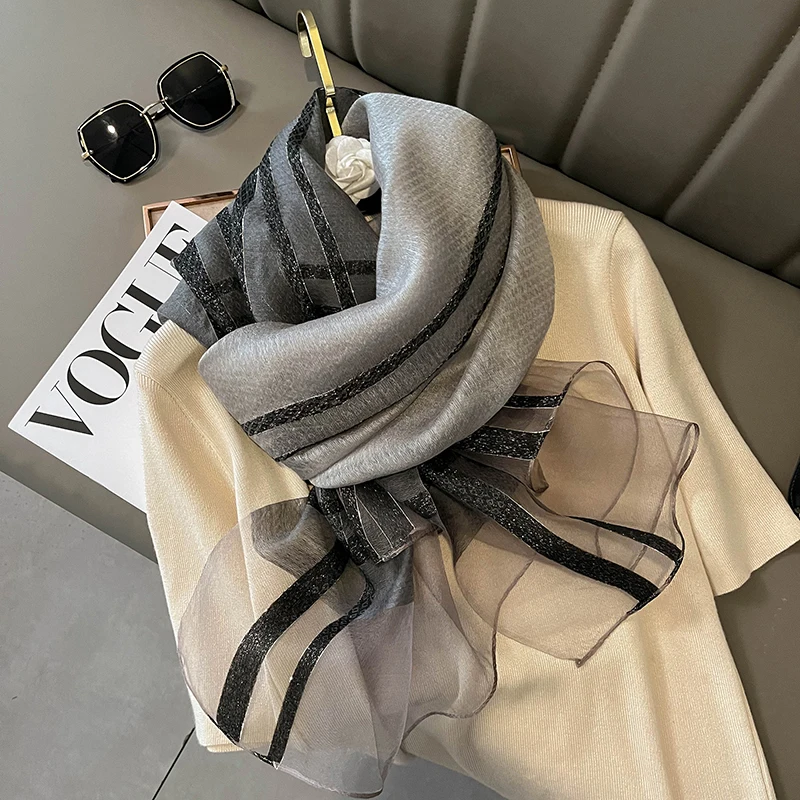 2023 New new Shawls and Wraps Plaid Silk Scarf Women Hijab Pashmina Beach Foulard Stoles Female 2025 Bufanda Headscarf