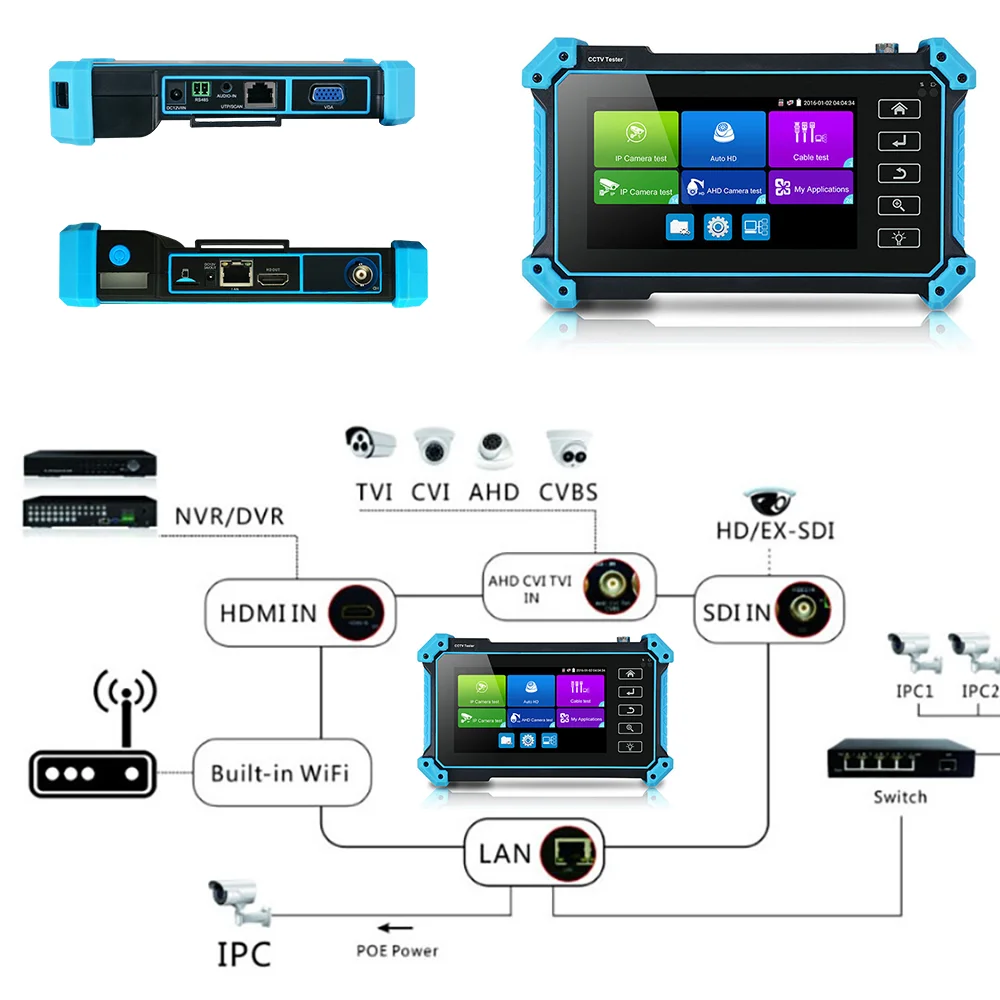 Tester 5200 IPC 4K Plus CCTV IP Camera Tester 8MP AHD CVI TVI SDI Camera 12MP IPC Camera Tester Display Monitor HDMI Cable Test smile