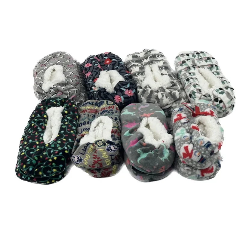 Fluffy Female Floor Slipper Womens Dinosaur Snowman Winter Shoes Thick Plush Anti Skid Grip Cute Funny Indoor Home House Shoes