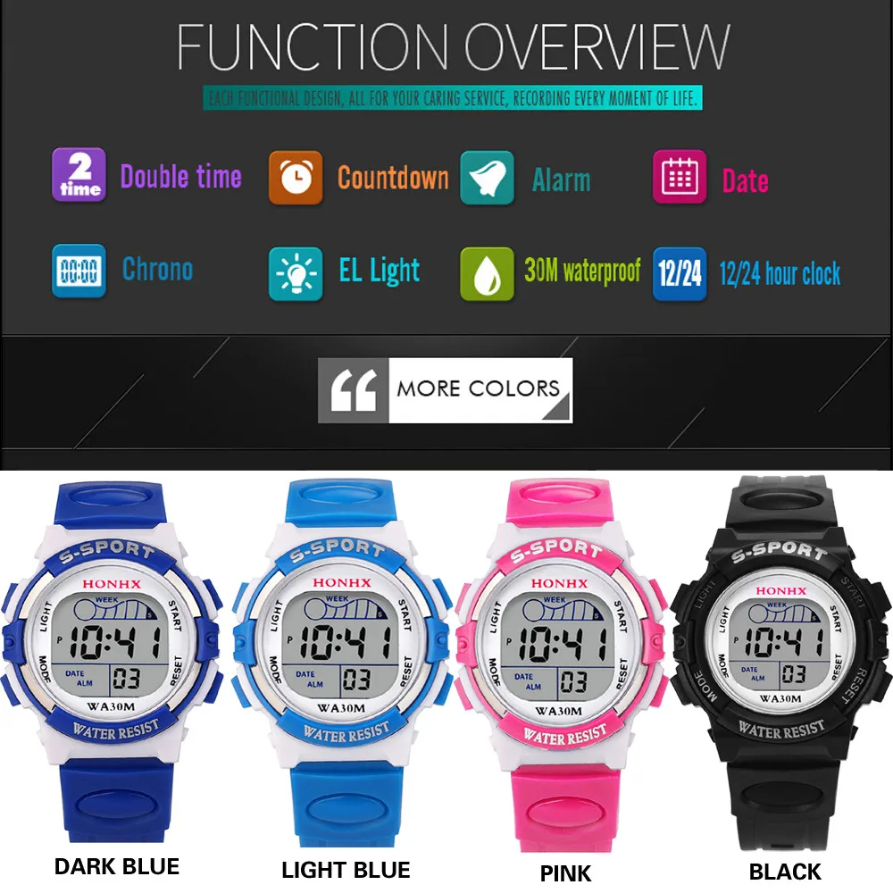 Children Boy Girls Analog Digital Sport Led Electronic Waterproof Wrist Watch New Electronic Digital Wrist Watches For Student