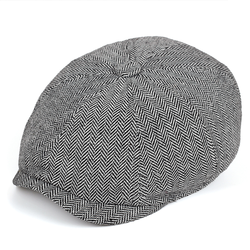 Men beret vintage Herringbone Gatsby Tweed hat Newsboy new Beret Hat spring Flat 2025 Peaked Beret Hats