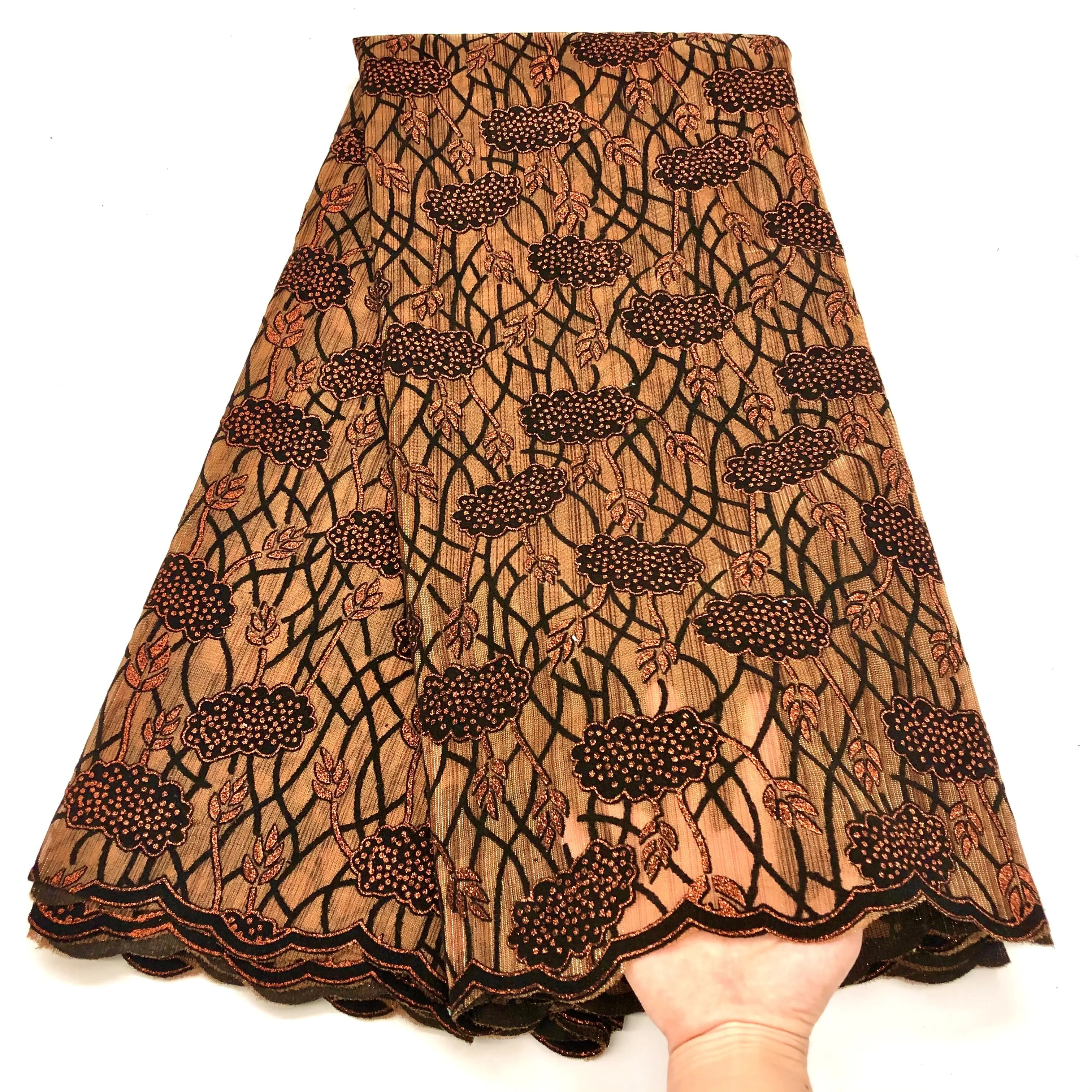 Green African Velvet Lace Fabric 2022 High Quality Flocking Velvet Lace Material French Lace Fabric For Wedding Sewing