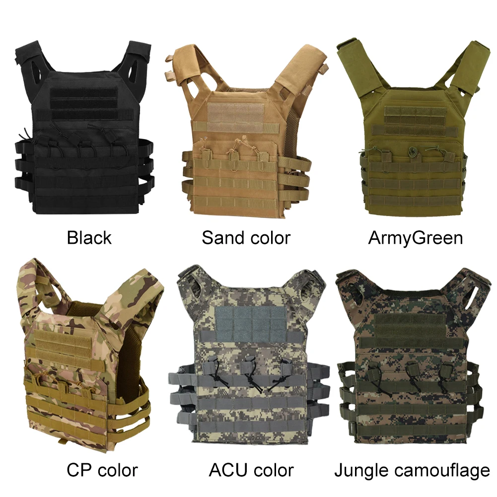 Military Tactical Vest Waterproof Outdoor Body Armor Lightweight JPC Molle Plate Carrier Hunting Vest CS Game Security Gear