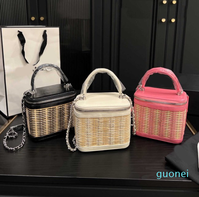 summer Designer beach Bags women Cosmetic box Crossbody mini weave Square Bag Women's Leather Clutch Chain Mobile Phone Handbags