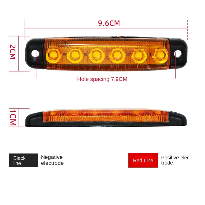 2pcs 24V Highlight 6 Beads Truck Led Side Light 12V Trailer Trailer Lights Truck Strip Side Light with Foam Screw