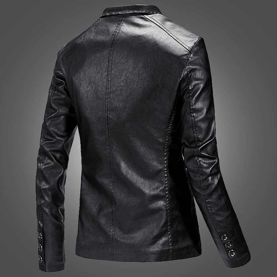 new PU Jacket Men Solid Color Leather 2025 Coat Jacket Casual PU Coats Motorcycle Biker Coat Leather Jackets Male Big Size 6XL