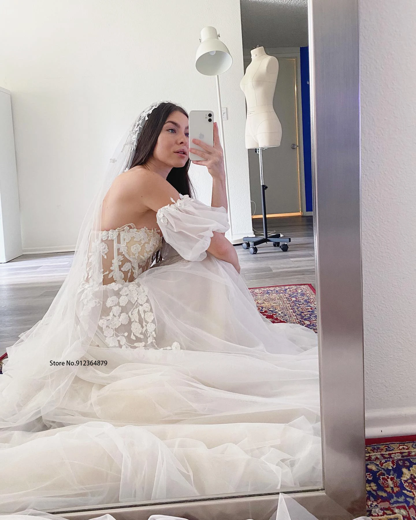 Short Puff Sleeves 3D lace new Wedding Dresses Champagne Liner Tulle Appliques Formal Bridal Gowns 2025 Womens 2023