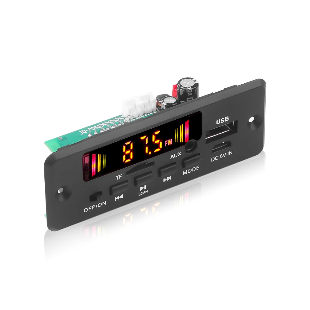 6W Amplifier 5V-32V 12V MP3 Decoder Board Handsfree Bluetooth V5.0 Car MP3 Player USB Recording Module FM AUX Radio For Speaker