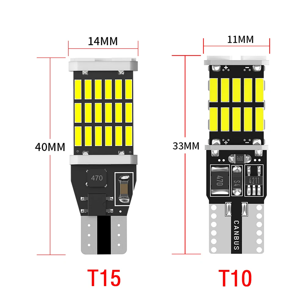 2/10pcs LED T15 W16W 921 2025 T10 W5W Car LED Light Canbus No new Error For Vehicle Bright 4014SMD Interior Dome Bulb Reverse Signal Lamp
