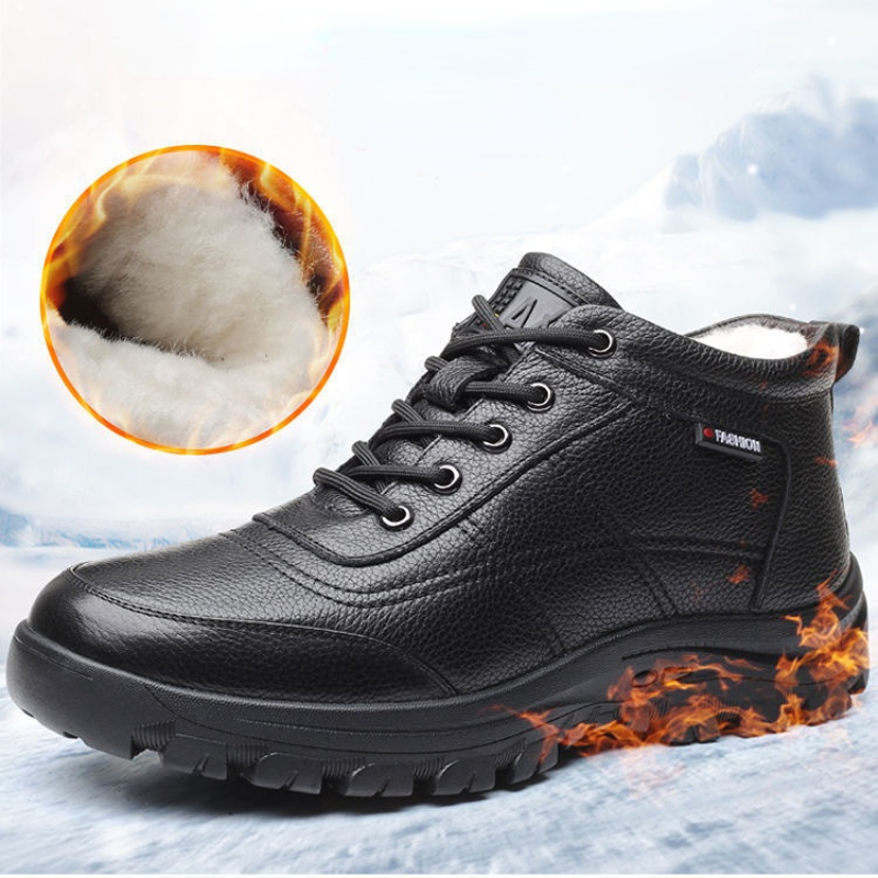 Waterproof Men Winter Men's Lightweight Hight Top Leather Casual Shoes No Slip Warm Snow Boots Plush Women Footwear ed99 's