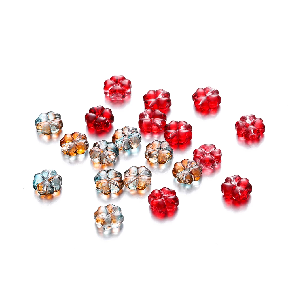 10/20Pcs 10mm Colorful Four Leaf Clover Bead Loose Spacer Glass Beads DIY Jewelry Making Beads Necklaces Bracelet Accessories