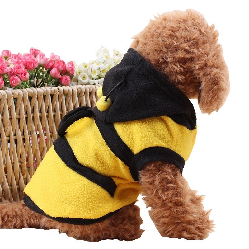Halloween Pet Costume! Bee Dog Hoodie & Cat Cosplay - Cute Animal Puppy Fleece Sweater for Small Dogs (Chihuahua/Pug/Yorkie)