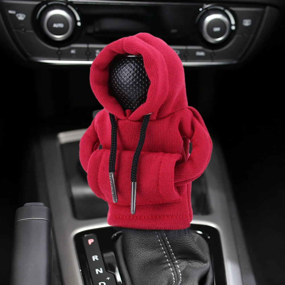 3-1pcs Manual Handle Sweatshirt Change Lever Gearshift Hoodie Car Gear Shift Knob Cover