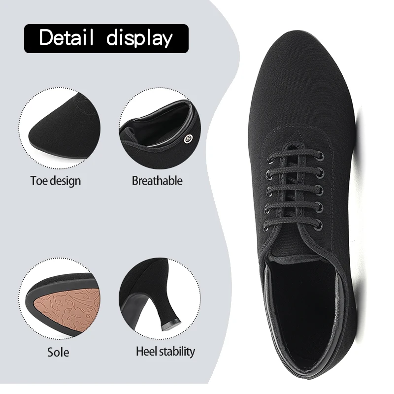 DKZSYIM Women Latin Dance Shoes Black Oxford-cloth Tango new Dancing Shoes Ballroom 2025 Salsa Dance Shoe Colse Toe High Heel 5/7.5CM